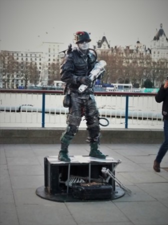 A street performer down by the Thames.