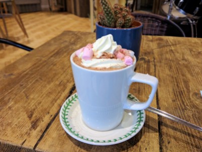 I ordered this delicious and colorful hot chocolate at a cafe in Salisbury.
