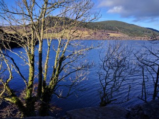 This is a view of Loch Ness from the tower of Urquhart Castle.